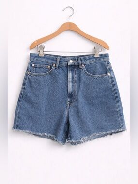 EVERLANE Denim Shorts A-Line Organic Cotton High Rise Blue